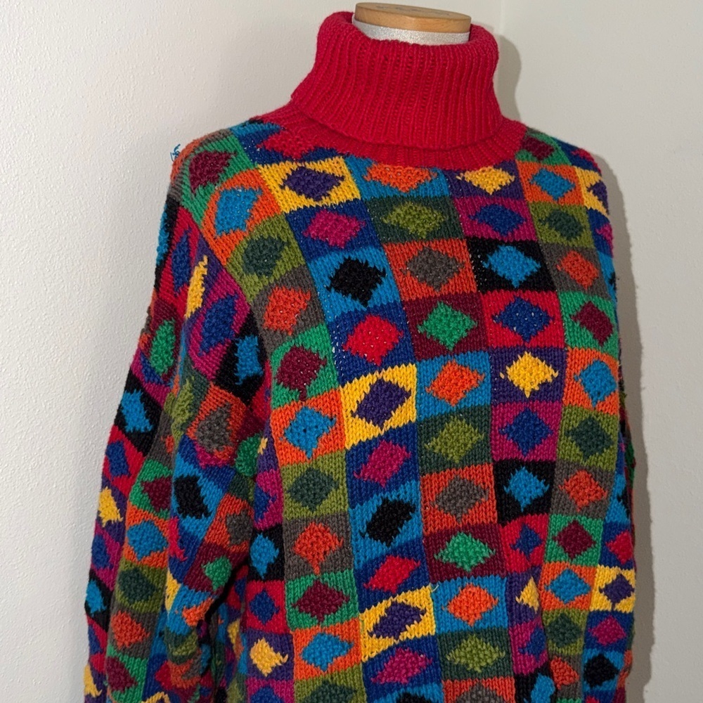 90’s vintage Y2K Hand Knit The Limited cotton sweater chunky M/L red